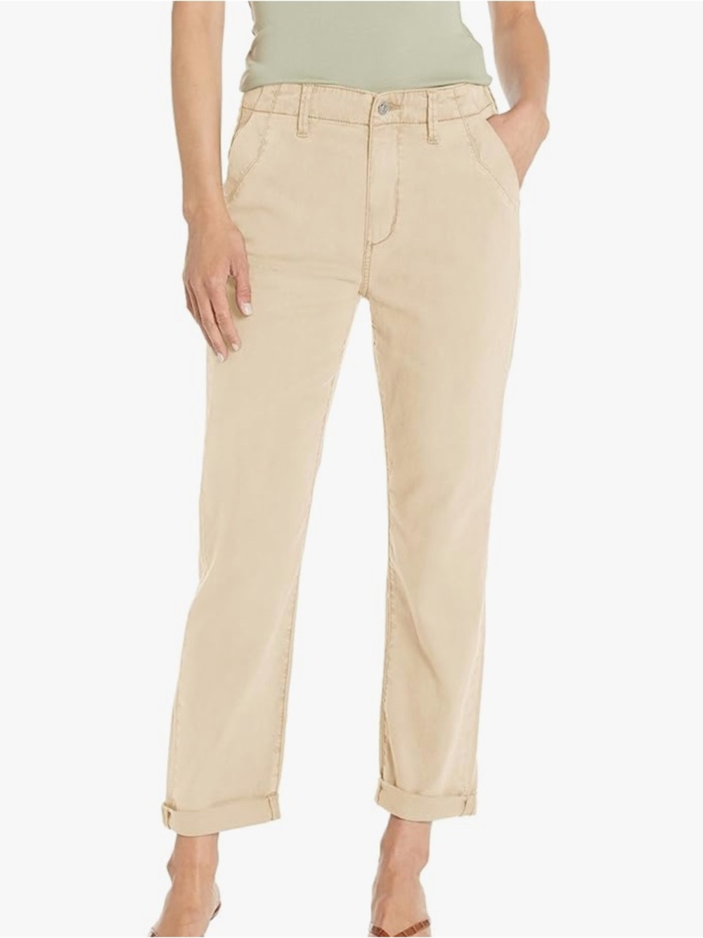 PAIGE Drew Women's Beige Boyfriend Jeans Quartz sand